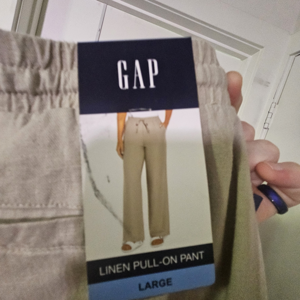 GAP Women's Linen Pull-On Pants - Beige